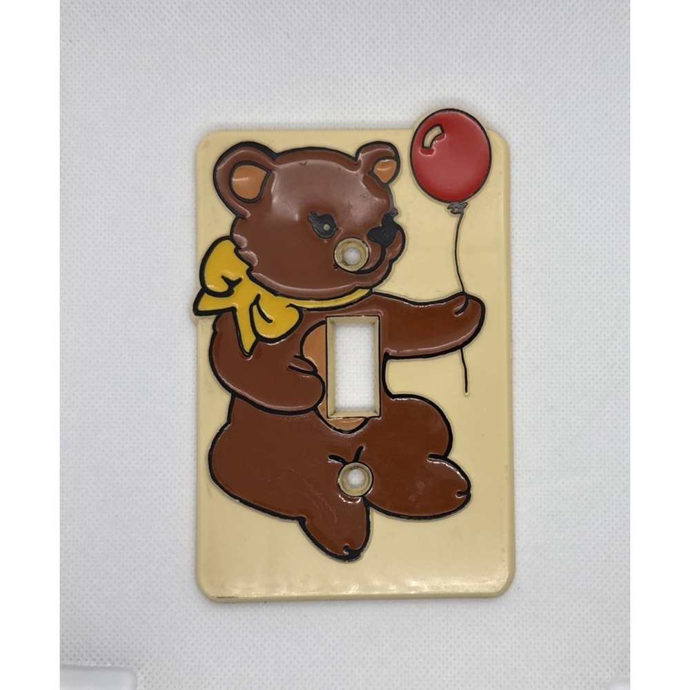 Vintage Old Brown Teddy Bear‎ Light Switch Plate Cover Balloon USA